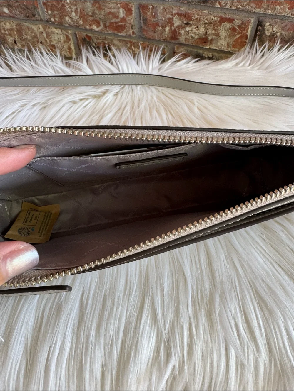 Michael Kors Pebbled Leather Crossbody in Light Gray